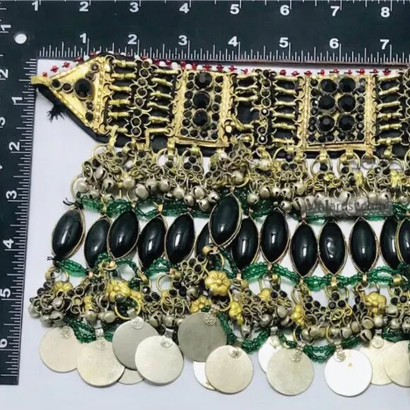 Black Gypsy Layered Choker Necklace, Handmade Necklace With Black Glass Stones - Picture 10 of 11